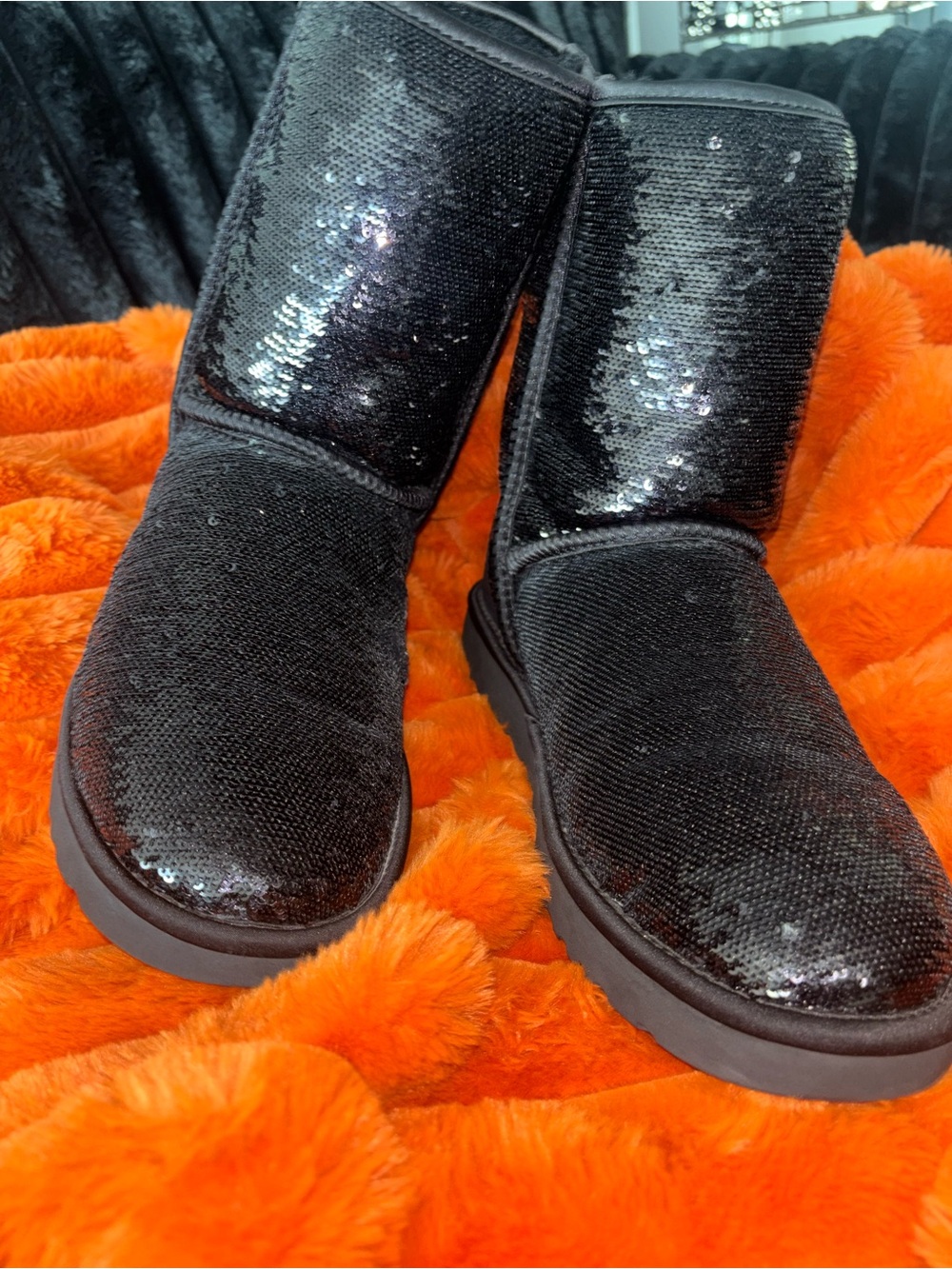 UGG Black Sequin Short Winter Boots - Women's US 10